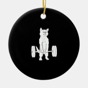 Décoration En Céramique Cat Weightlifting And Gym