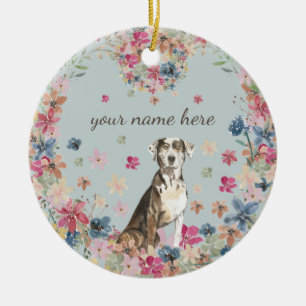 Décoration En Céramique Catahoula Leopard Dog Puppy flower print