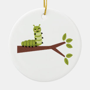 Décoration En Céramique Caterpillar Sur Arbre