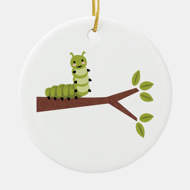 Décoration En Céramique Caterpillar Sur Arbre (Devant)