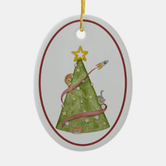 Décoration En Céramique Cats in a Christmas Tree Ornament