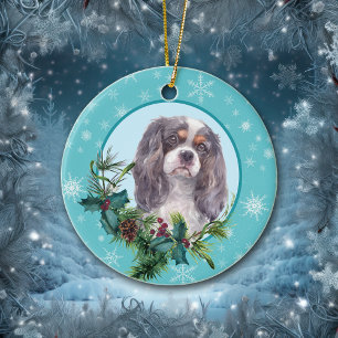 Décoration En Céramique Cavalier King Charles À feuillage persistant Fléau