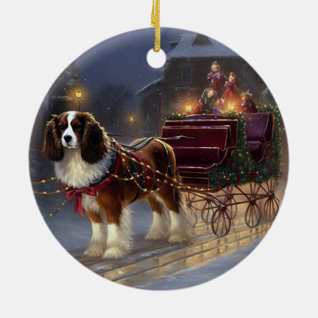 Décoration En Céramique Cavalier King Charles Spaniel Noël Festive (Dos)