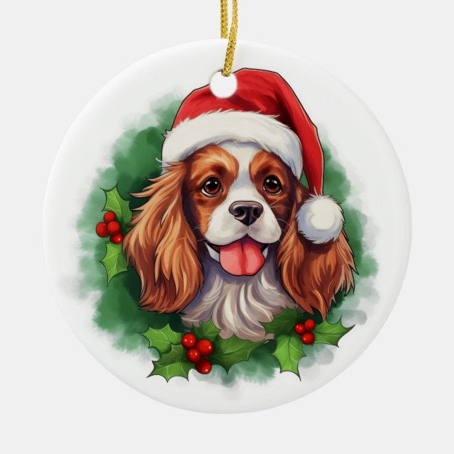 Décoration En Céramique Cavalier King Charles Spaniel Wreath (Devant)