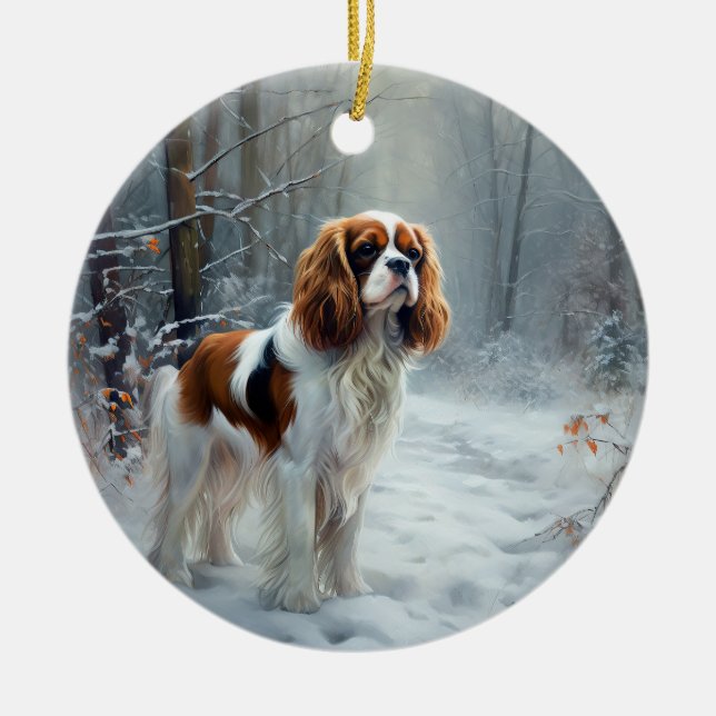 Décoration En Céramique Cavalier Roi Laissez Tomber la Neige Noël Brosse (Devant)