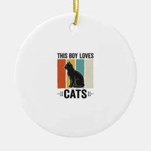 Décoration En Céramique Ce garçon aime les chats Design Rétro pour amateur