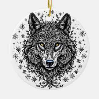 Décoration En Céramique Celtic Winter Wolf Christmas
