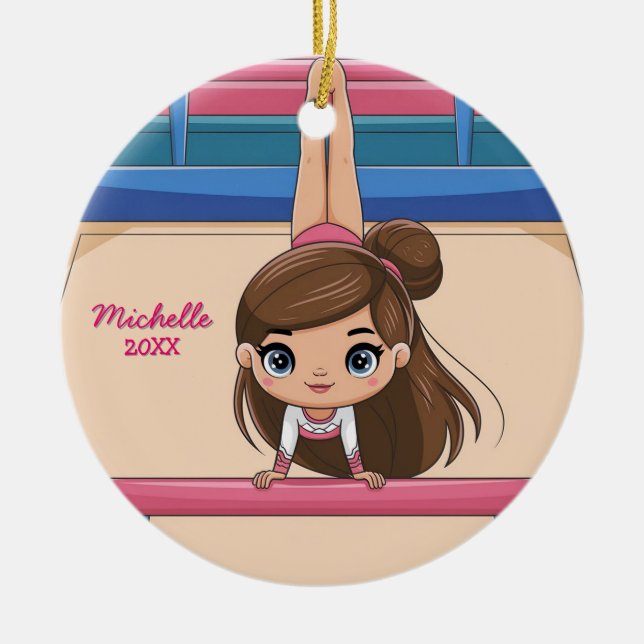 Décoration En Céramique Ceram de Noël Personnalisé Petite Gymnaste Fille (Devant)