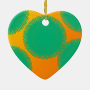 Décoration En Céramique cercle vert en orange jaunâtre