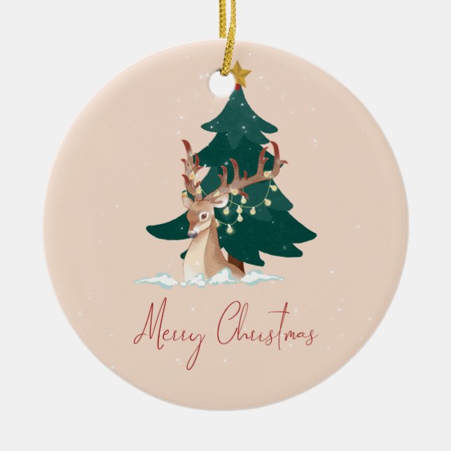 Décoration En Céramique Cerf de Noël (Devant)
