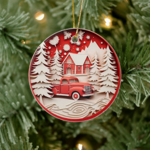 Décoration En Céramique Cerf de style 3D en forêt pendant les vacances de