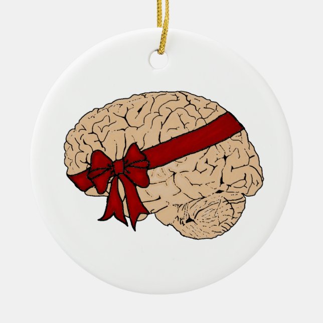 Décoration En Céramique Cerveau présent de Noël (Devant)