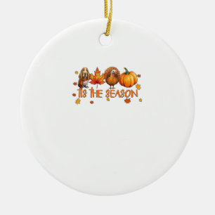 Décoration En Céramique C'Est La Saison Basset Hound Chien Chute Thanksgiv