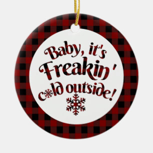 Décoration En Céramique C'est Noël extérieur froid de plaid de Buffalo d