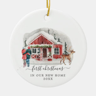 Décoration En Céramique Chalet Rustique Premier Noël dans notre nouvelle