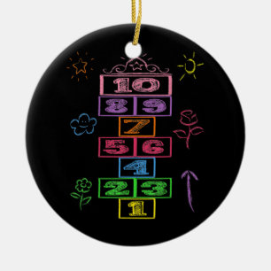 Décoration En Céramique Chalk Hopping Jeu Hopscotch mignon drôle coloré