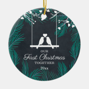 Décoration En Céramique Chalkboard Lobirds Notre Premier Noël Ensemble