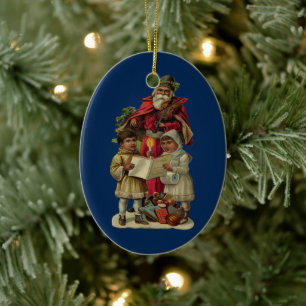 Décoration En Céramique Chant vintage de musique de Noël Père Noël