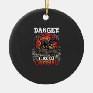 Décoration En Céramique Chapeau de sorcière de Halloween Danger Black Cat
