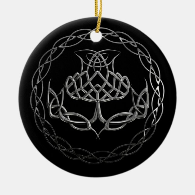 Décoration En Céramique Chardon celtique de noeud de chrome (Devant)