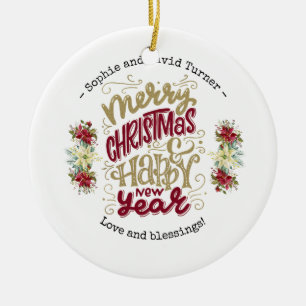 Décoration En Céramique Charm Joyeux Noël Joyeux Nouvel An Typographie