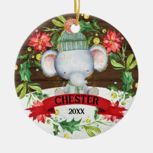 Décoration En Céramique Charmant bébé Eléphant Aquarelle Enfants Noël