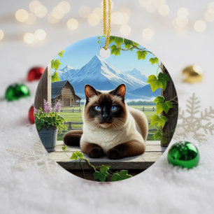 Décoration En Céramique Charmant Chat Siamois Souvenir