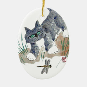 Décoration En Céramique Chasse de libellule par le chaton