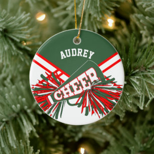 Décoration En Céramique Chasseur vert, rouge, blanc pour une Pom-pom girl 