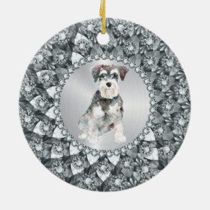 Décoration En Céramique Châssis en diamant blanc Schnauser