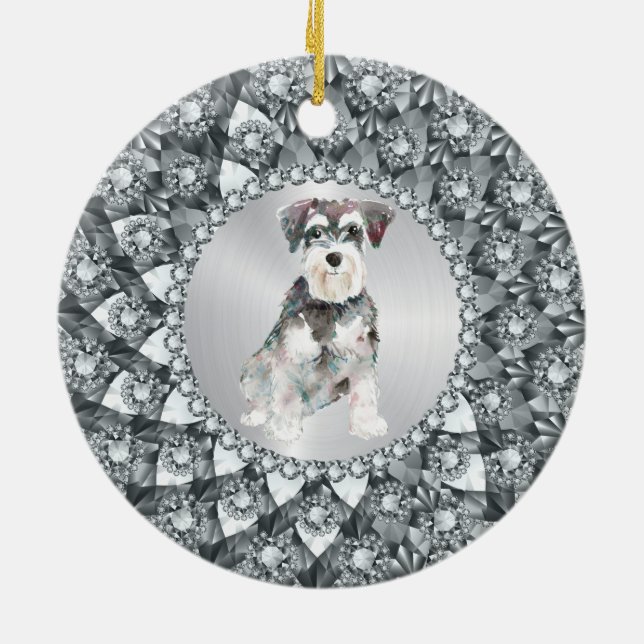 Décoration En Céramique Châssis en diamant blanc Schnauser (Dos)