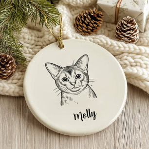 Décoration En Céramique Chat abyssin personnalisé pour Noël