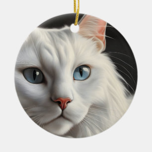 Décoration En Céramique Chat blanc