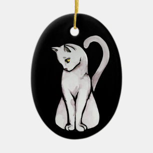 Décoration En Céramique Chat blanc mignon