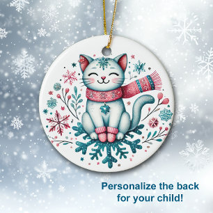 Décoration En Céramique Chat de Noël Kitty Chat