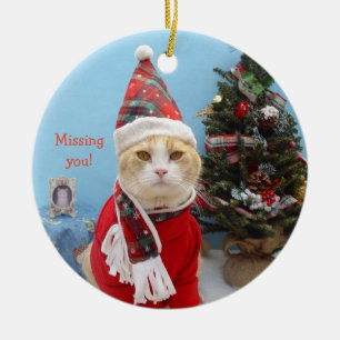 Décoration En Céramique Chat drôle de Noël "vous manquant ! "
