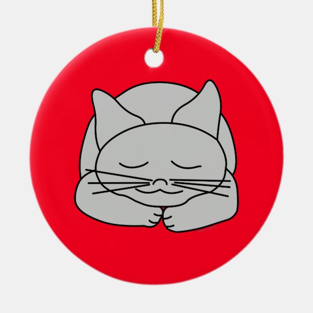 Décoration En Céramique Chat gris dormant (Devant)