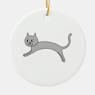 Décoration En Céramique Chat gris sautant