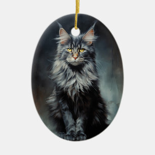 Décoration En Céramique chat Maine Coon