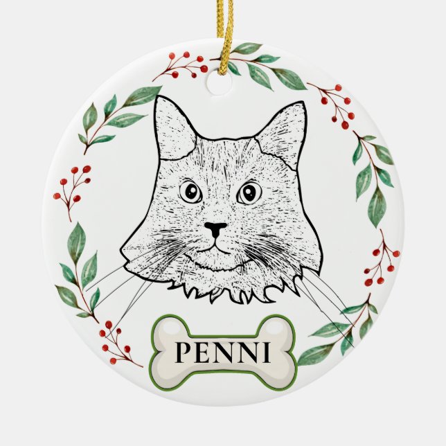 Décoration En Céramique Chat Maine Coon Personnalisé (Devant)