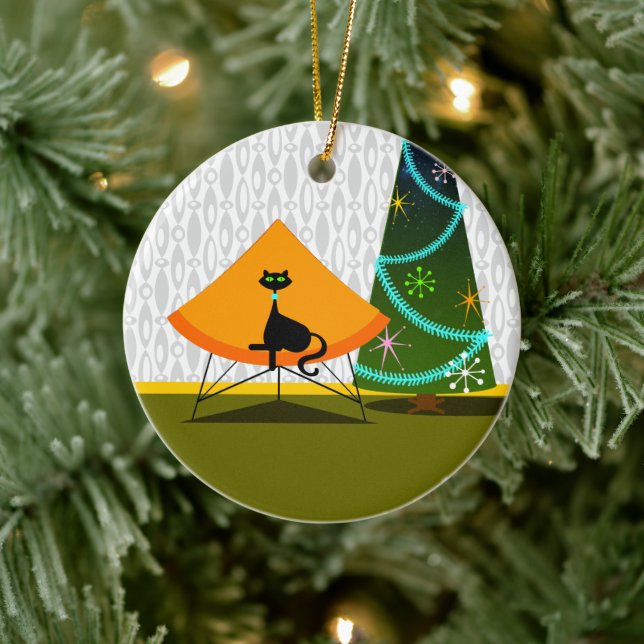 Décoration En Céramique Chat - Moderne Du Milieu Du Siècle (Arbre)