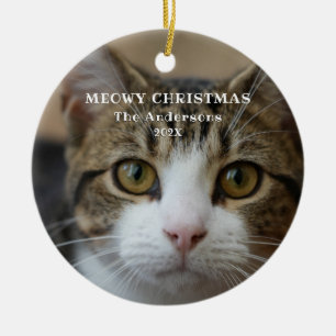 Décoration En Céramique Chat Noël mignonne Kitty Photo Meowy Noël