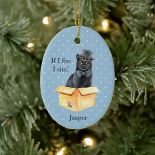 Décoration En Céramique Chat Noir Avec Casquette Noir - Si je rentre, Je S