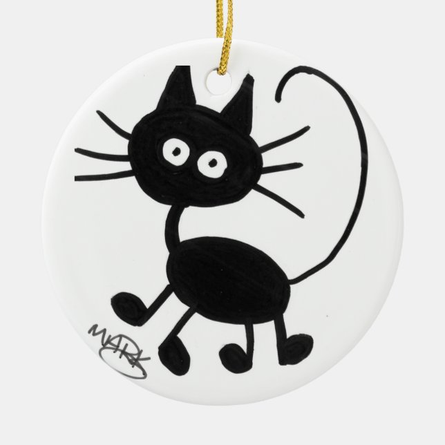 Décoration En Céramique Chat noir de bande dessinée (Devant)