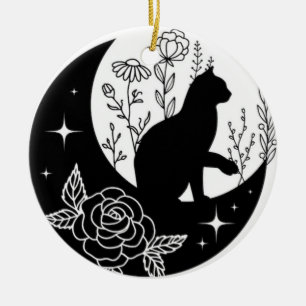 Décoration En Céramique Chat noir et blanc attrape-soleil lune fenêtre
