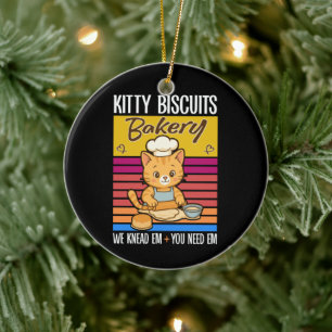 Décoration En Céramique Chat Pétrit Boulanger Kitty Biscuits Nous Les Pétr