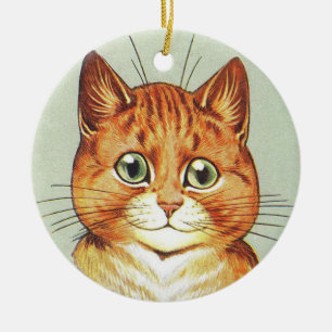 Décoration En Céramique Chat rouge orange et blanc, Louis Wain