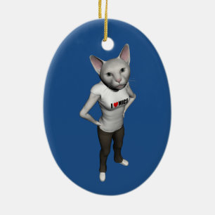 Décoration En Céramique Chat Siamais Blanc Amoureux Mice