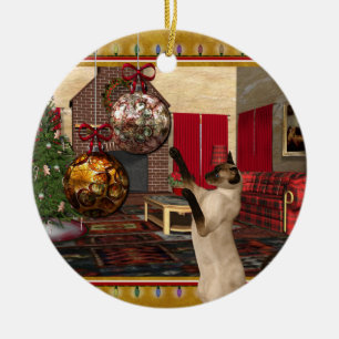 Décoration En Céramique Chat siamois - L'ornement de Noël