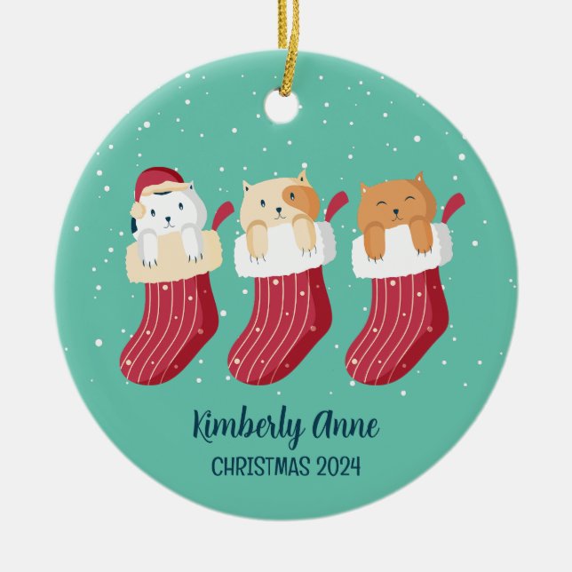 Décoration En Céramique Chat Stockage Noël Kitty Snowy Vacances d'hiver (Devant)